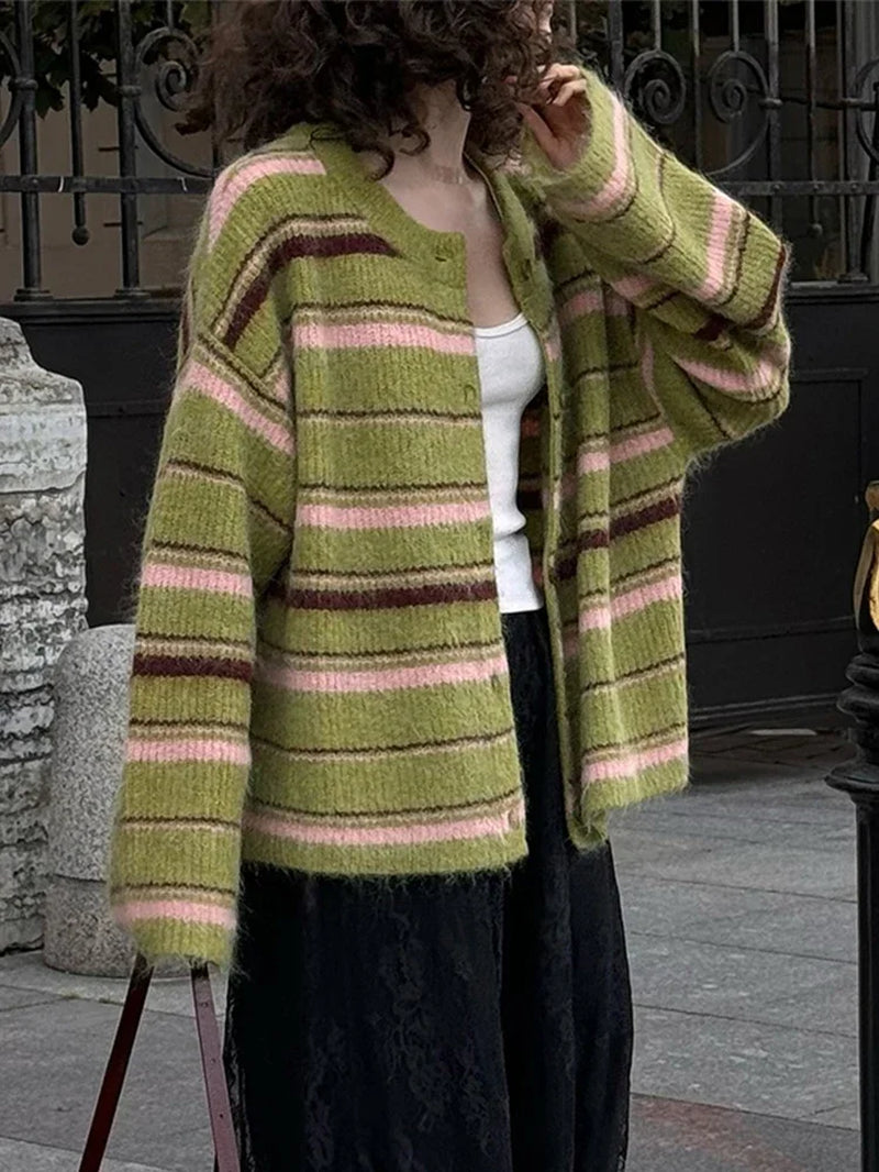 Casual Striped Women'S Cardigan 2026 Autumn