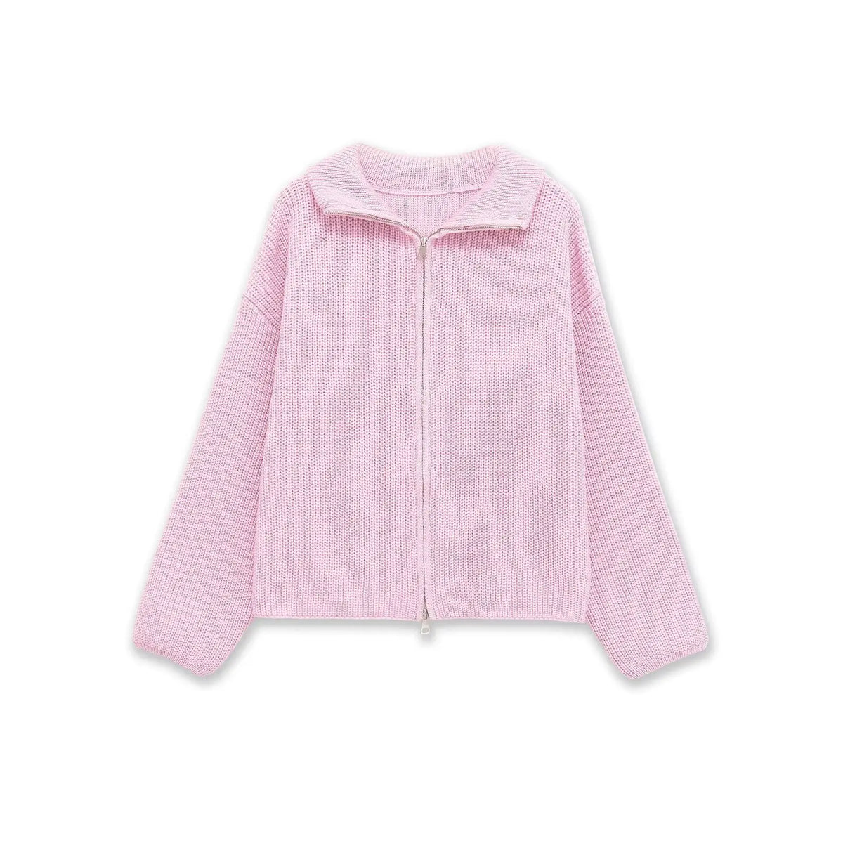  New Spring Striped Loose Knit Cardigans Women Casual Turtleneck