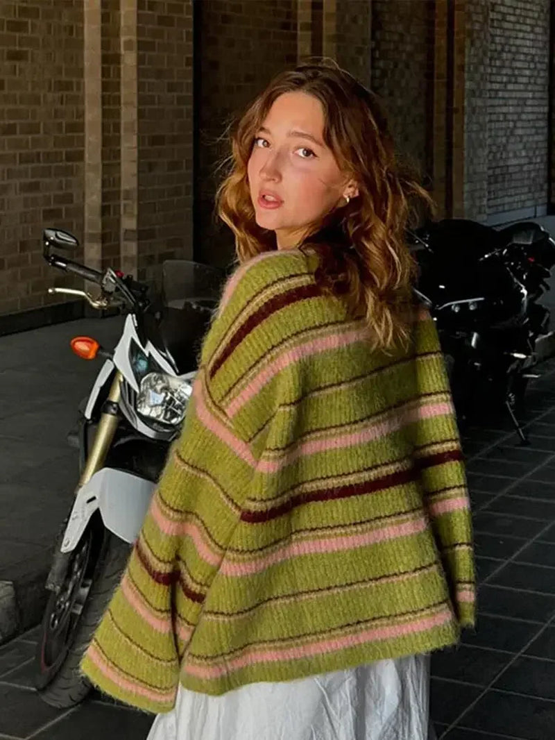 Casual Striped Women'S Cardigan 2026 Autumn