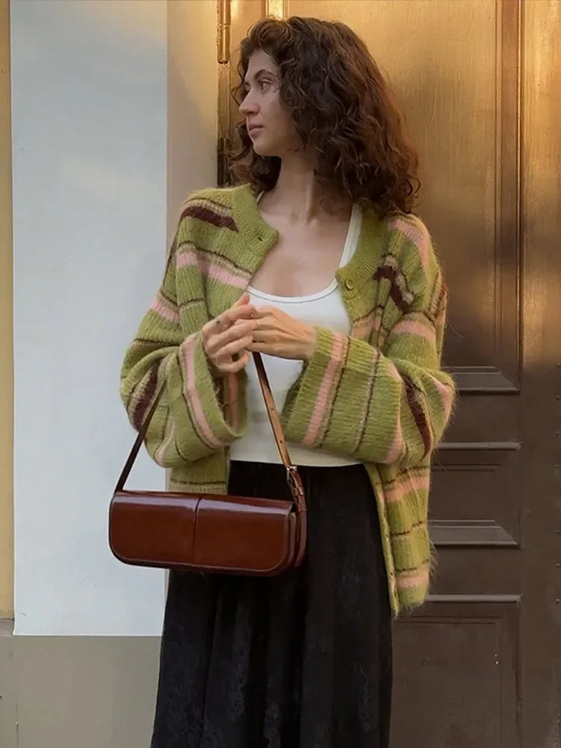 Casual Striped Women'S Cardigan 2026 Autumn