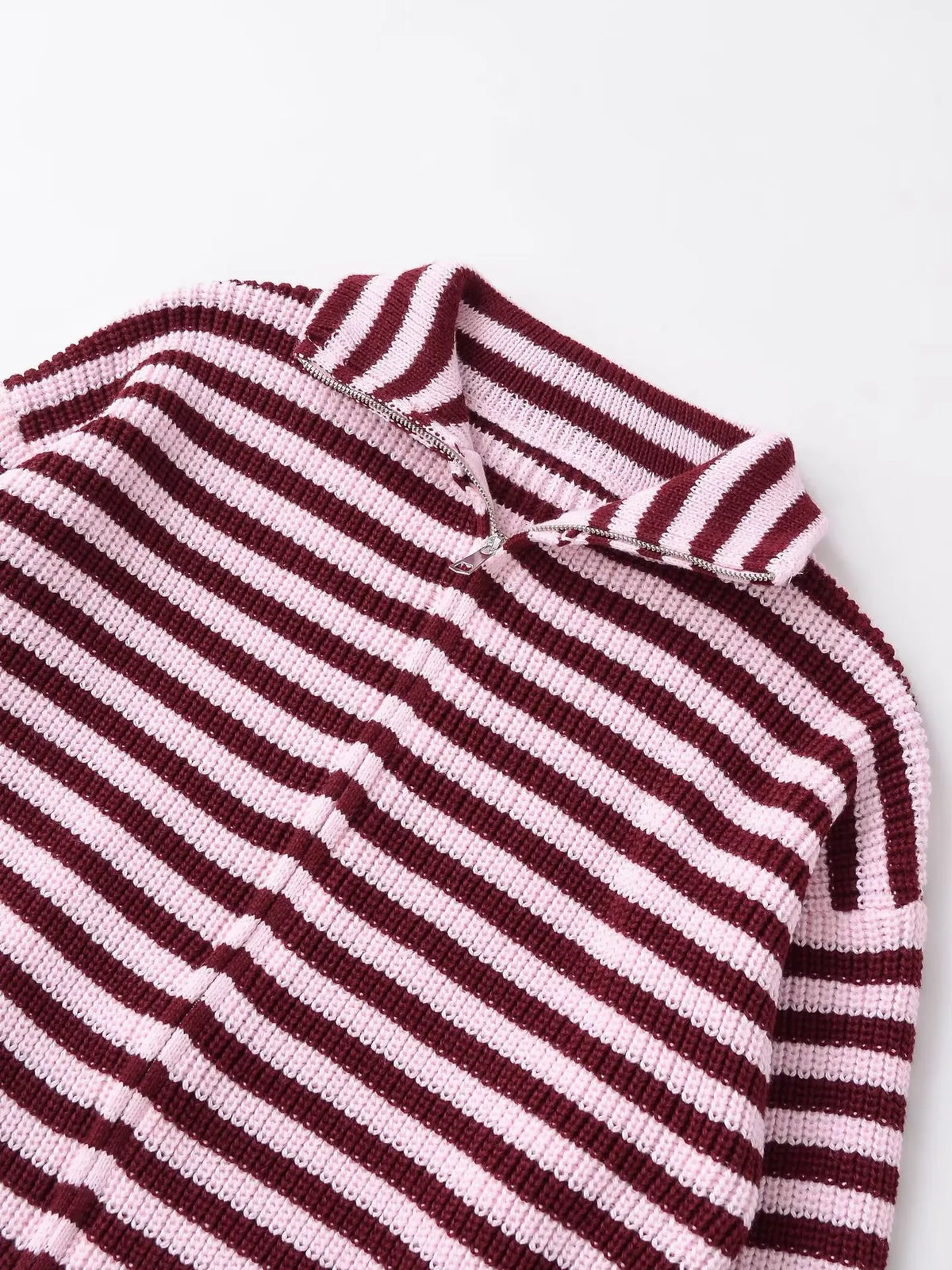  New Spring Striped Loose Knit Cardigans Women Casual Turtleneck