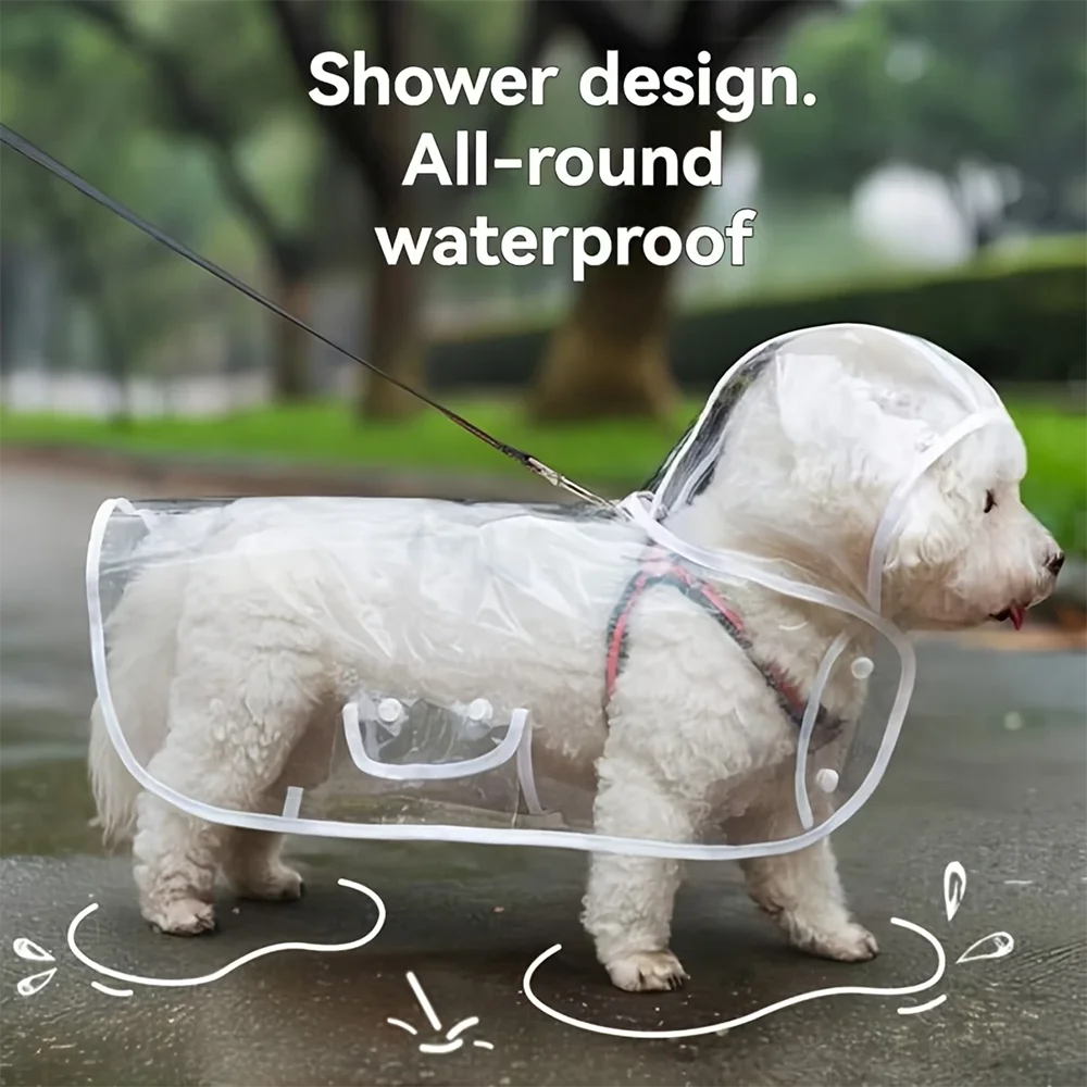 Transparent Waterproof Dog Raincoat for Small and Medium-Sized Dogs,