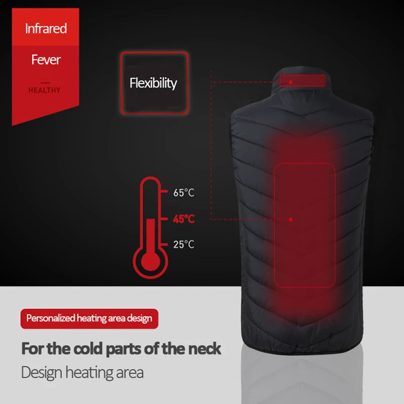 Men USB Infrared 17 Heating Areas Vest Jacket
