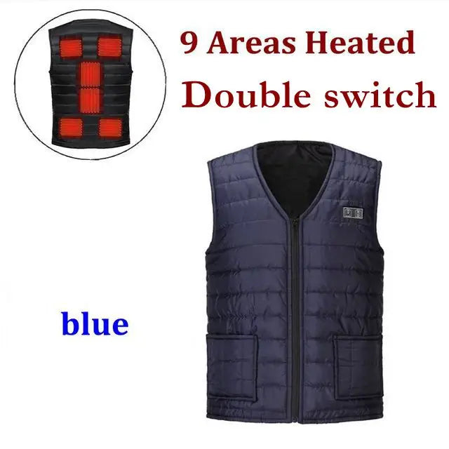 Men Autumn Winter Smart Heating Cotton Vest 9 Area Heated