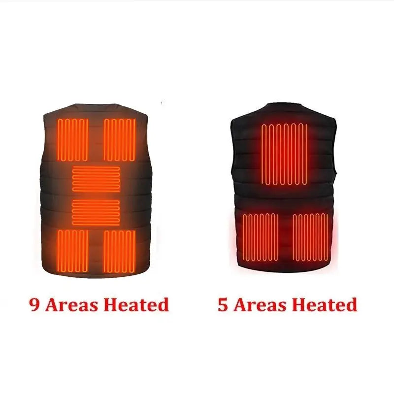 Men Autumn Winter Smart Heating Cotton Vest 9 Area Heated