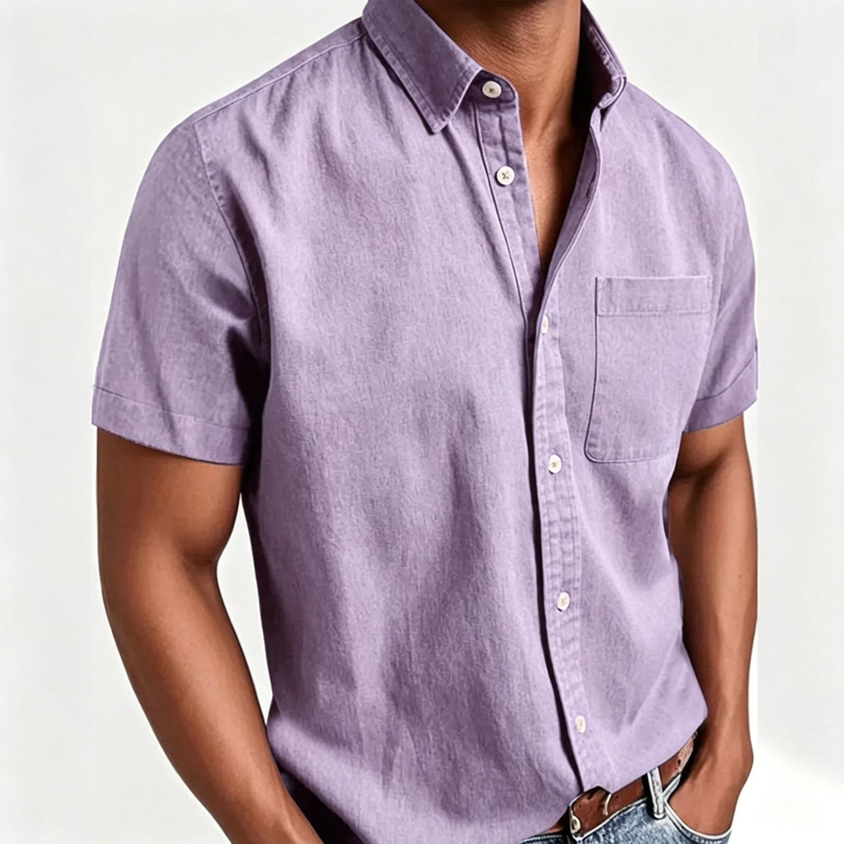 Men's Short-Sleeve Slub Linen