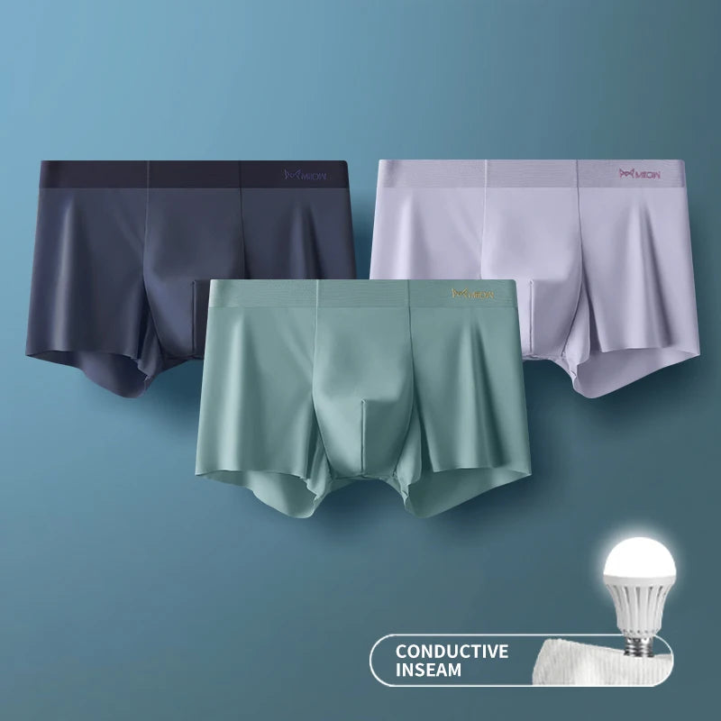 MIIOW 3Pcs Ice Silk Man Underwear Boxer