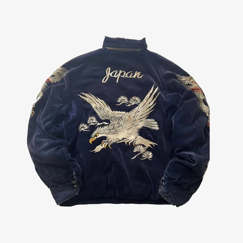 Dragon Pattern Bomber Jackets High Quality Embroidered Y2k Zipper Fleece Lined Coat
