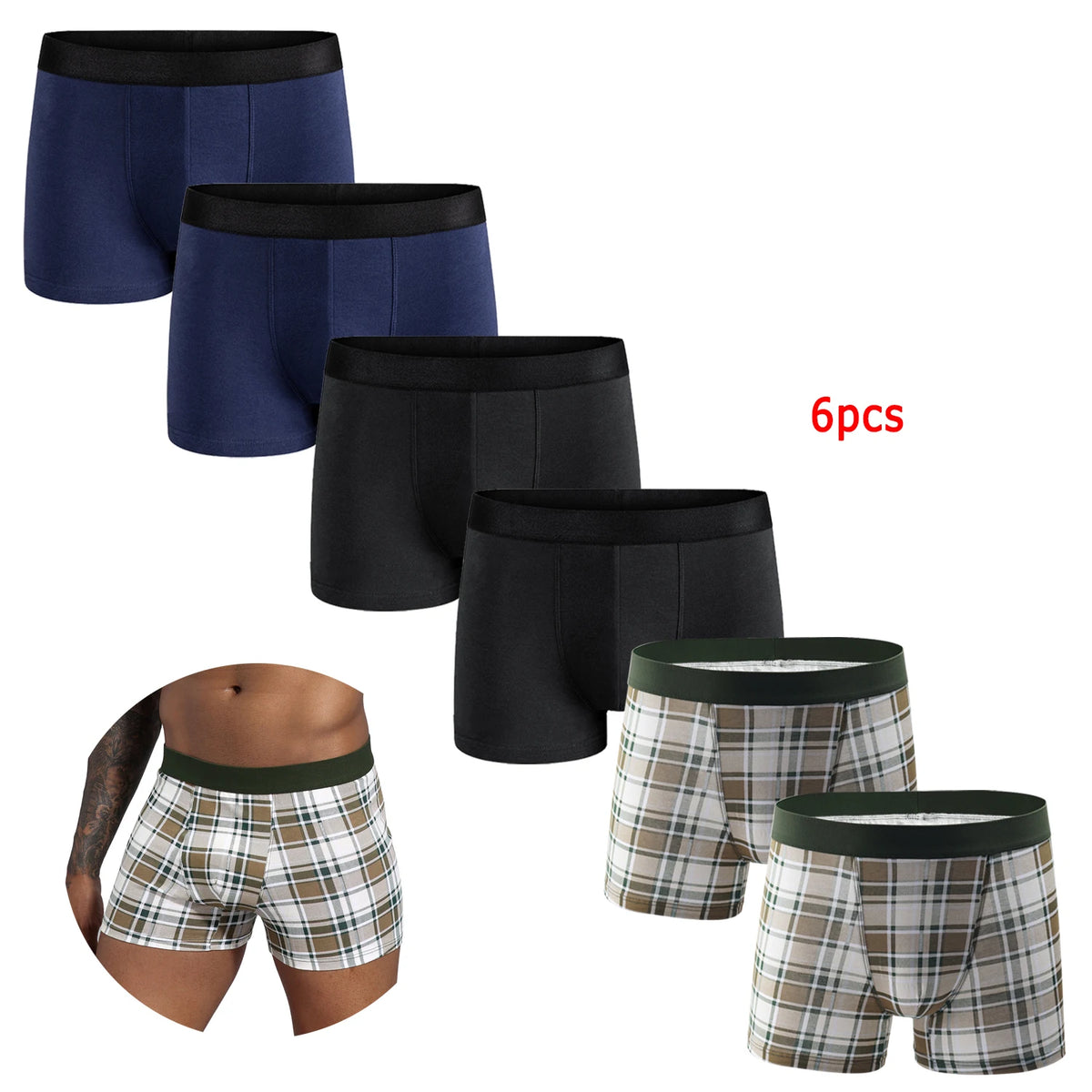 6pcs Pack Cotton Boxer