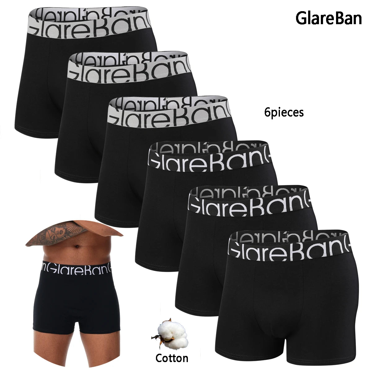 6pcs Pack Cotton Boxer