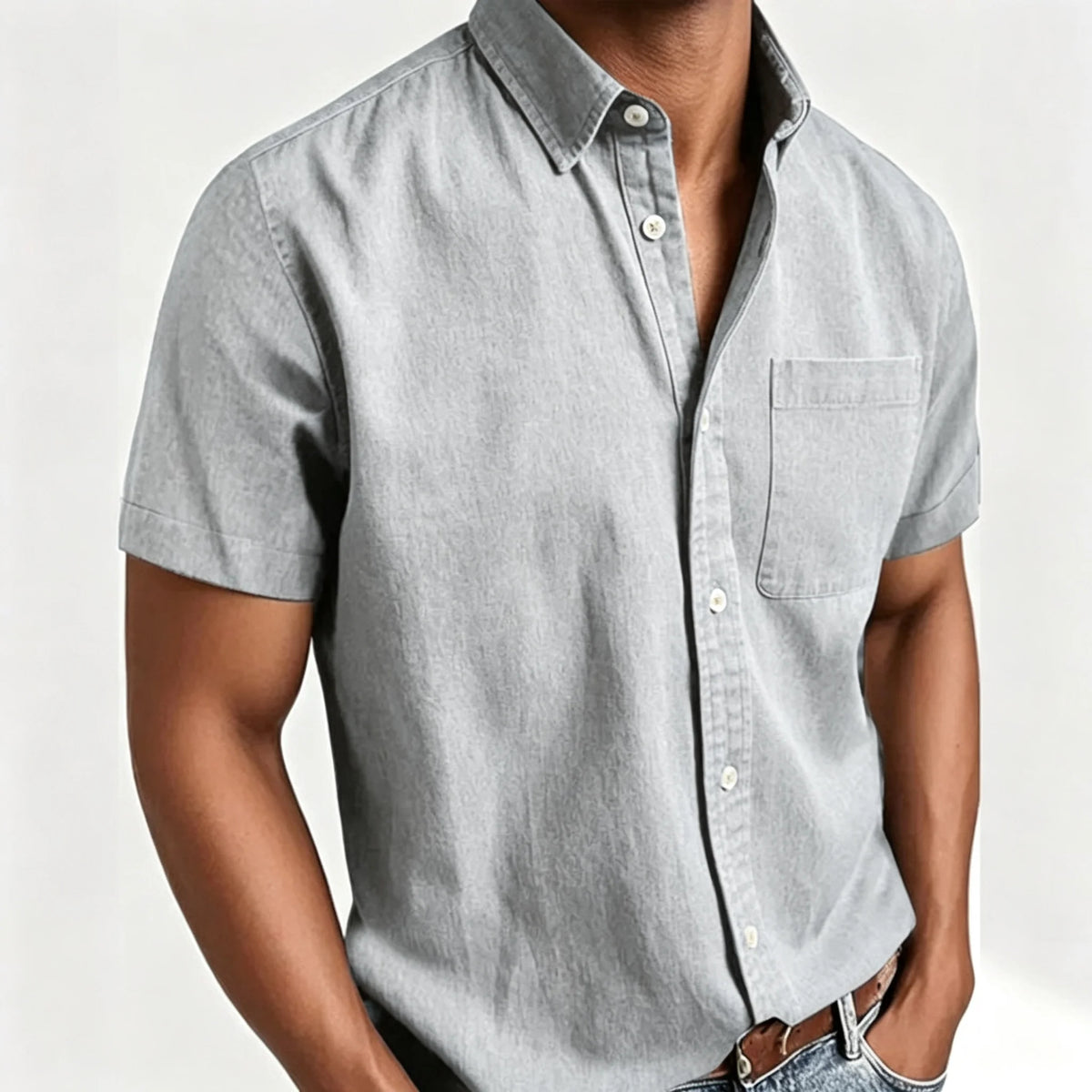 Men's Short-Sleeve Slub Linen