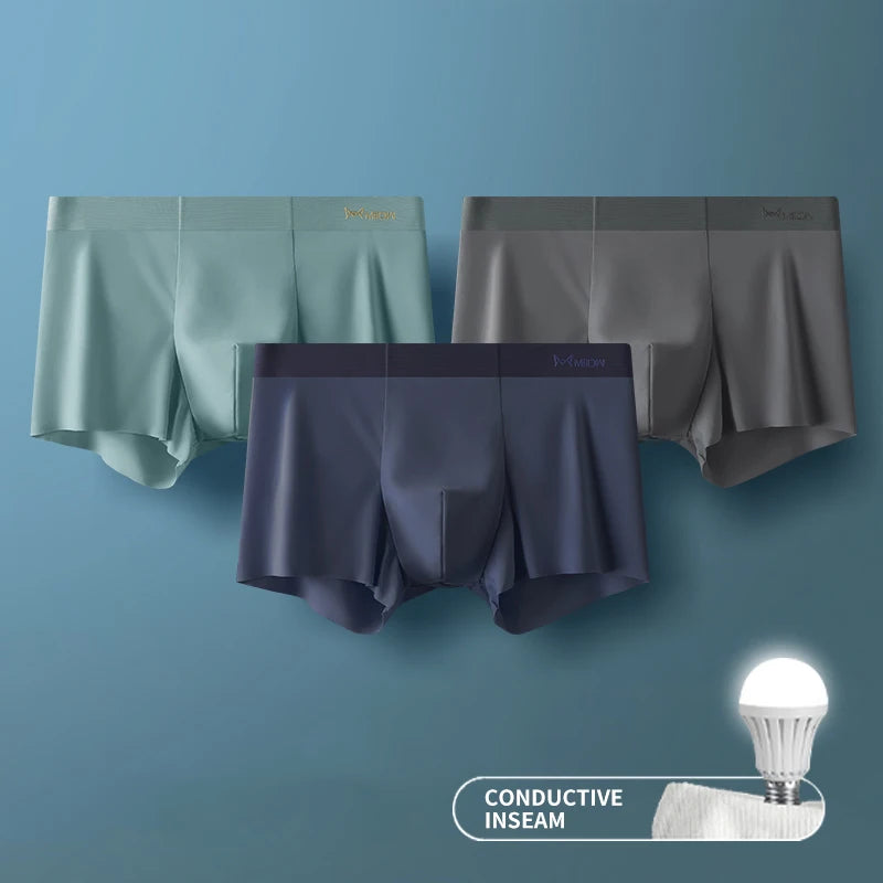 MIIOW 3Pcs Ice Silk Man Underwear Boxer