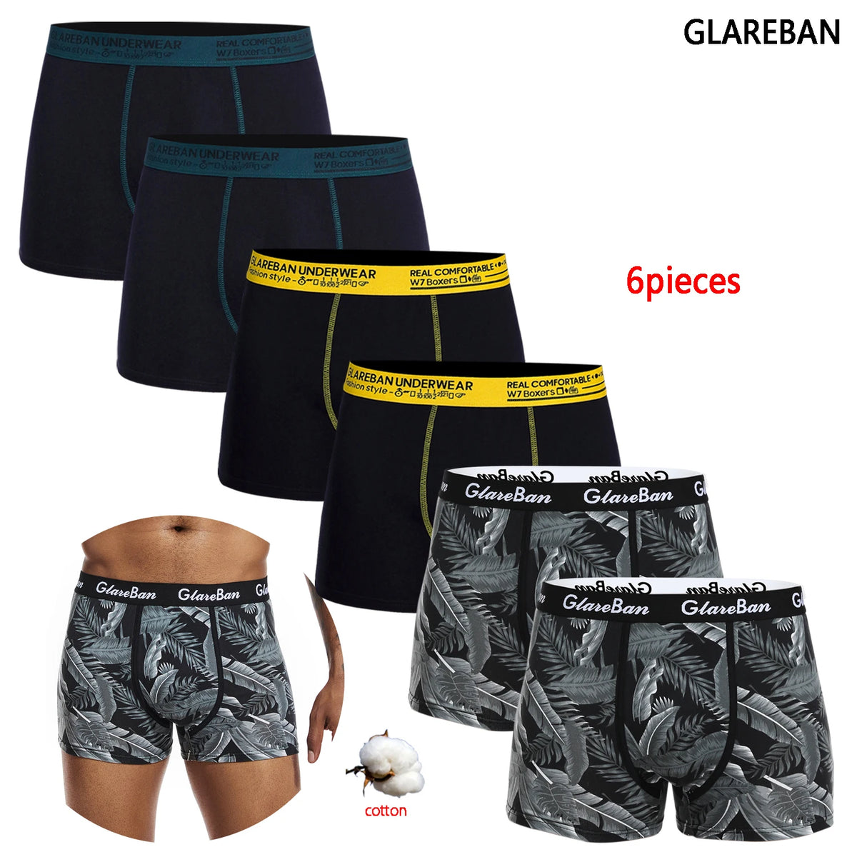6pcs Pack Cotton Boxer