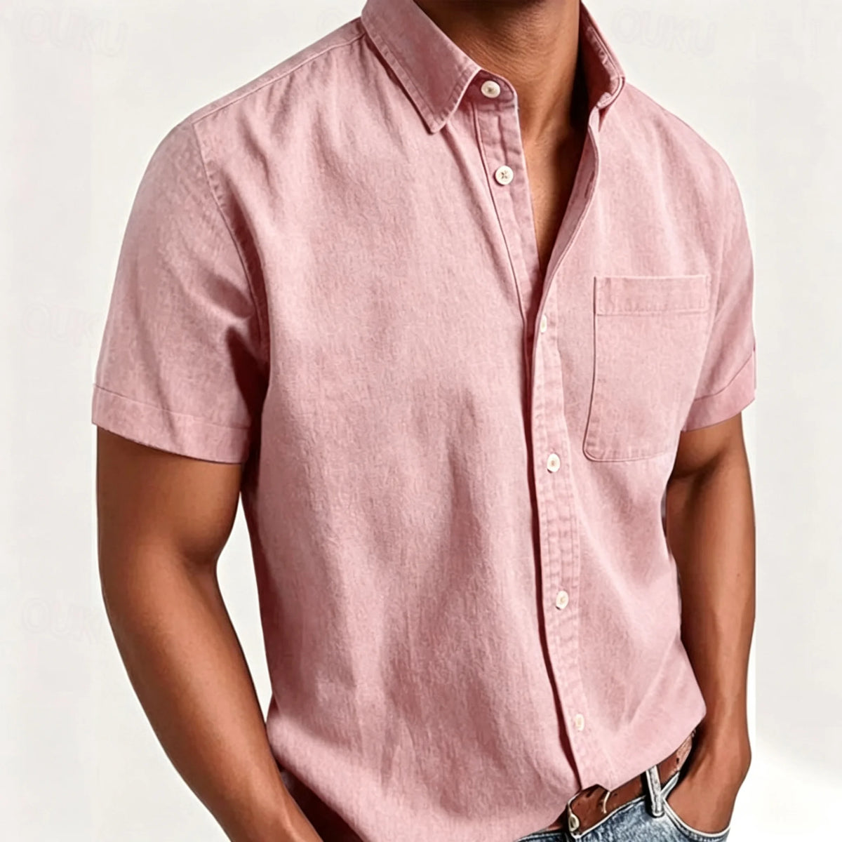 Men's Short-Sleeve Slub Linen