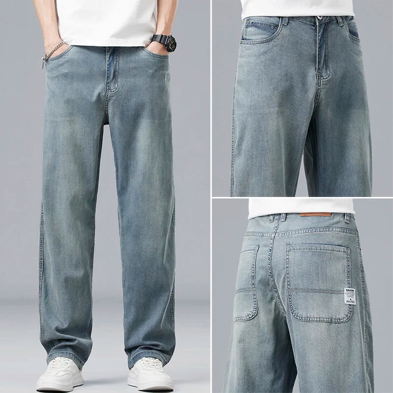 Summer Ultra-thin Lyocell Men's Jeans Drape