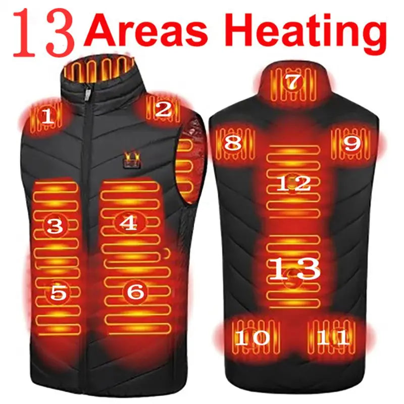 Men USB Infrared 17 Heating Areas Vest Jacket