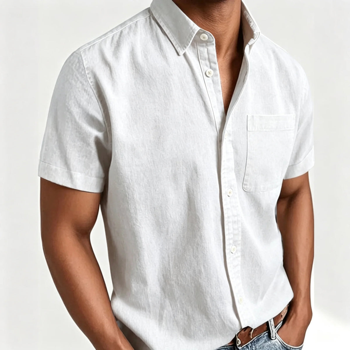 Men's Short-Sleeve Slub Linen