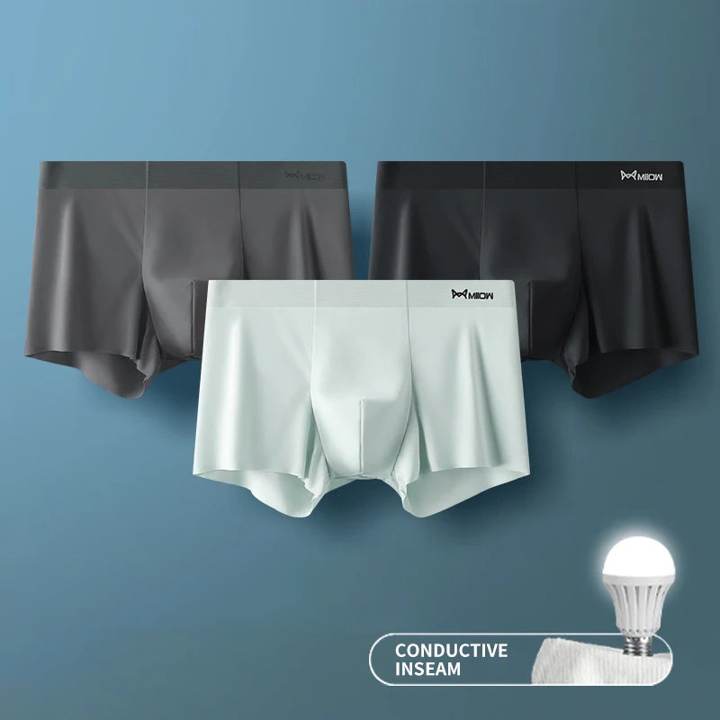 MIIOW 3Pcs Ice Silk Man Underwear Boxer
