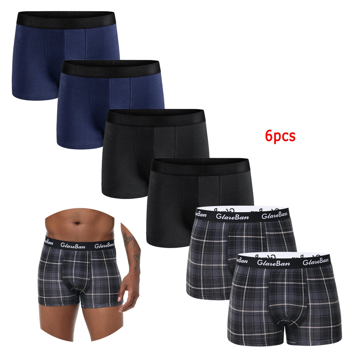 6pcs Pack Cotton Boxer