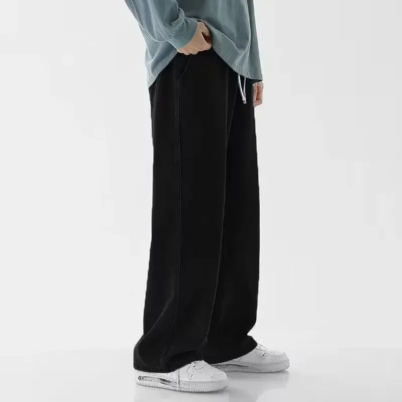 Spring Autumn Men Baggy Jeans Oversize Straight Loose Casual Denim Trousers
