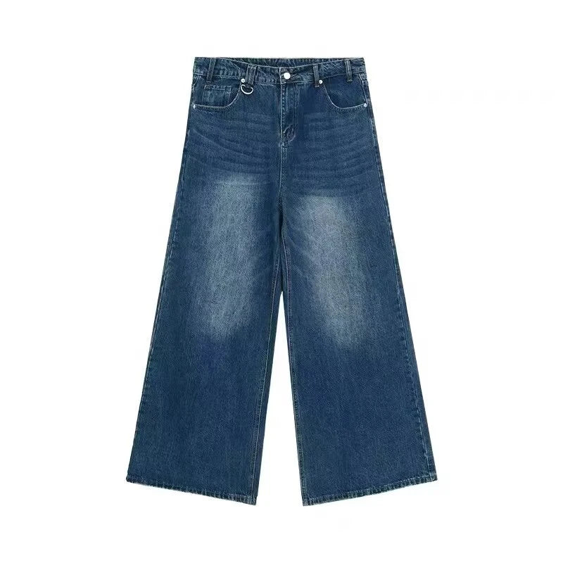 Baggy Jeans Unisex Vintage American Style Straight Wide Leg Denim Pants