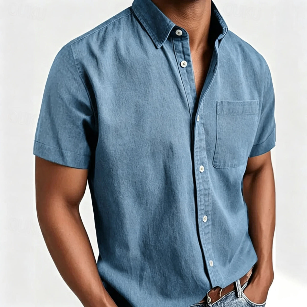 Men's Short-Sleeve Slub Linen