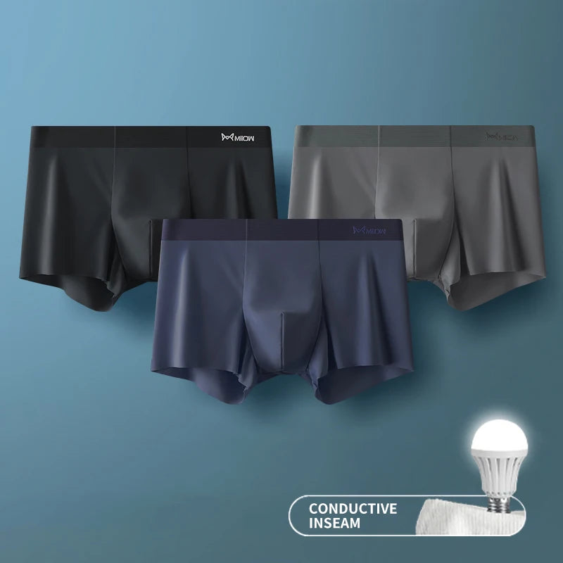 MIIOW 3Pcs Ice Silk Man Underwear Boxer