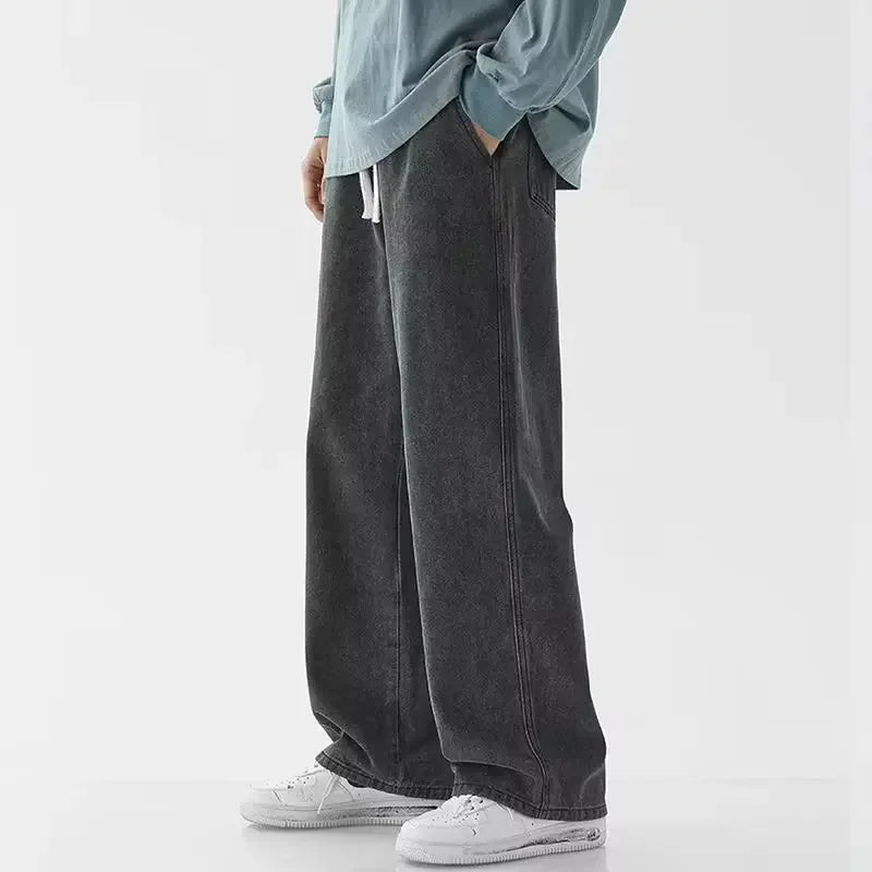 Spring Autumn Men Baggy Jeans Oversize Straight Loose Casual Denim Trousers