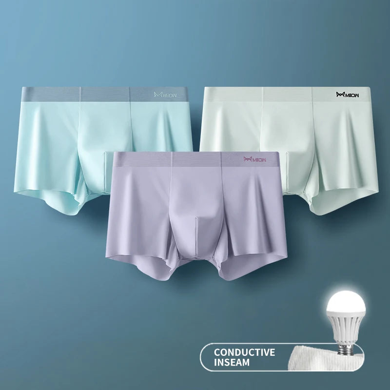 MIIOW 3Pcs Ice Silk Man Underwear Boxer