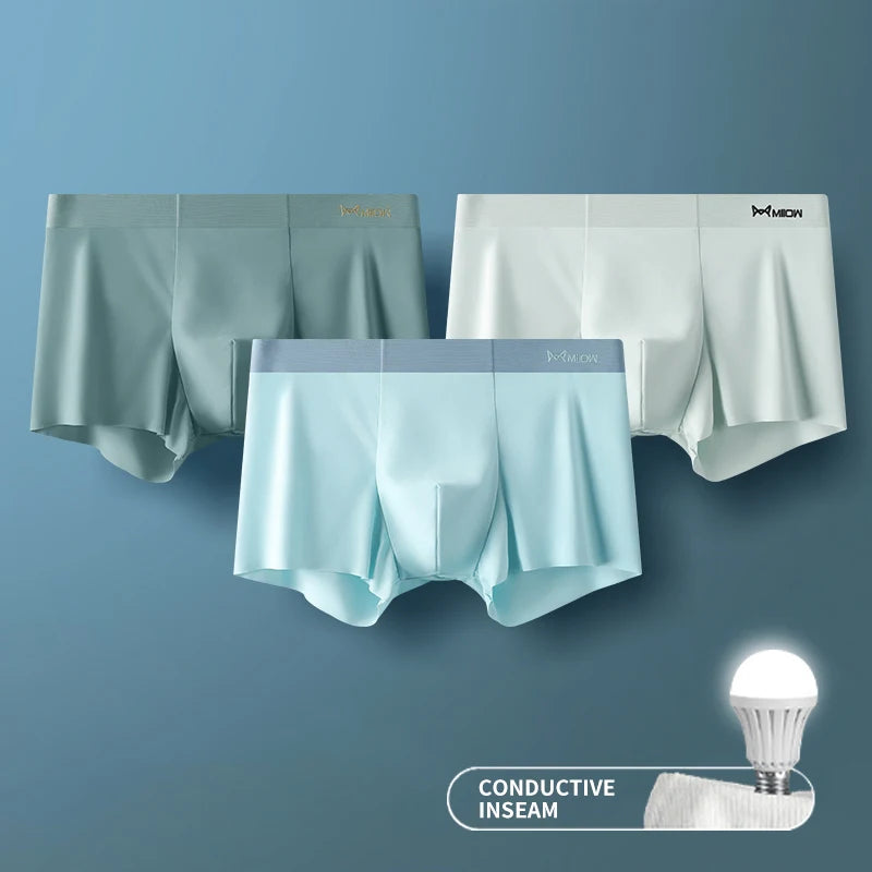 MIIOW 3Pcs Ice Silk Man Underwear Boxer
