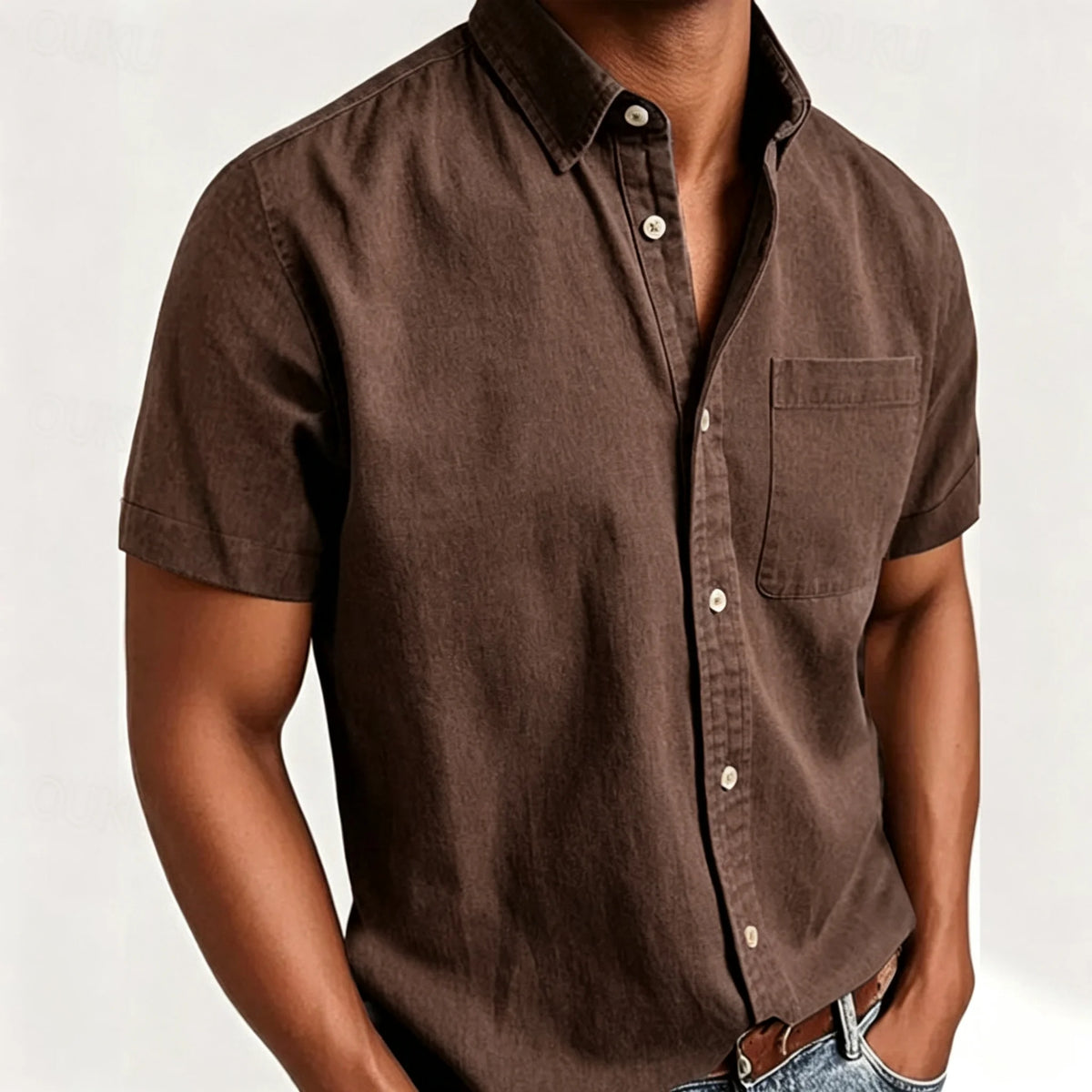 Men's Short-Sleeve Slub Linen