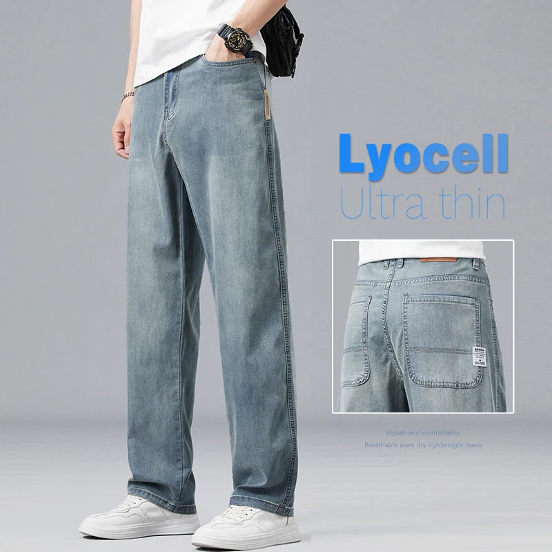 Summer Ultra-thin Lyocell Men's Jeans Drape