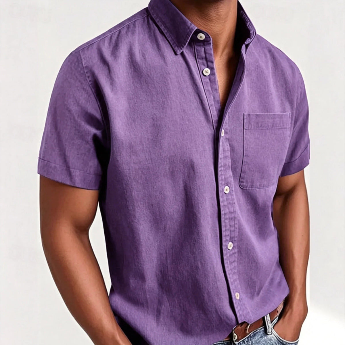 Men's Short-Sleeve Slub Linen
