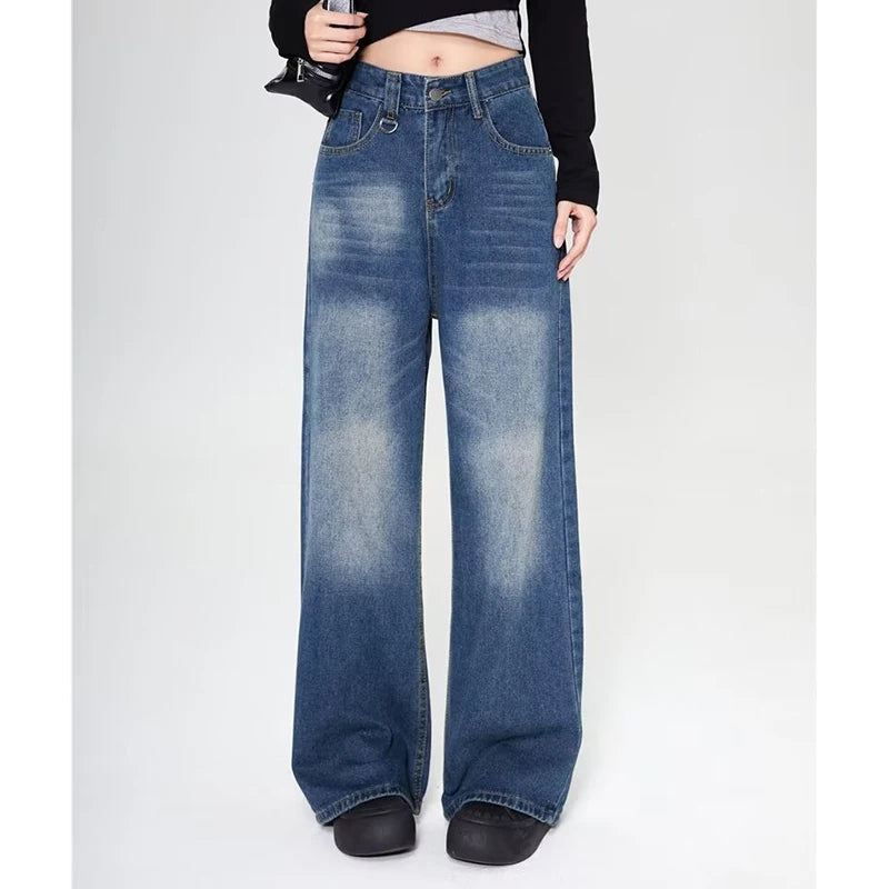 Baggy Jeans Unisex Vintage American Style Straight Wide Leg Denim Pants