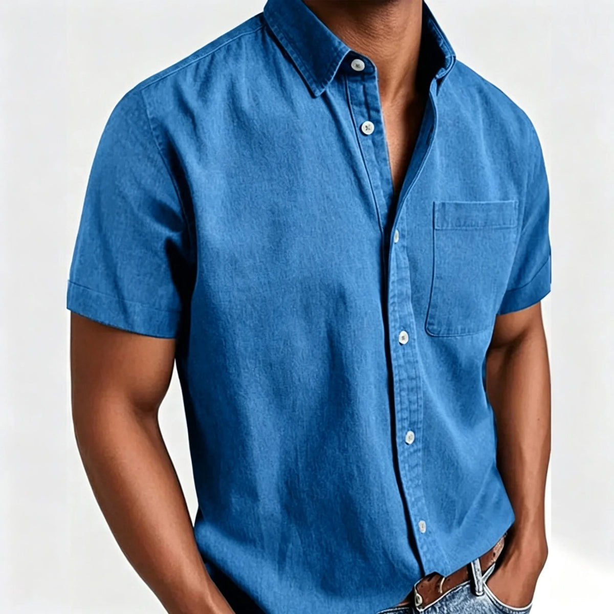 Men's Short-Sleeve Slub Linen