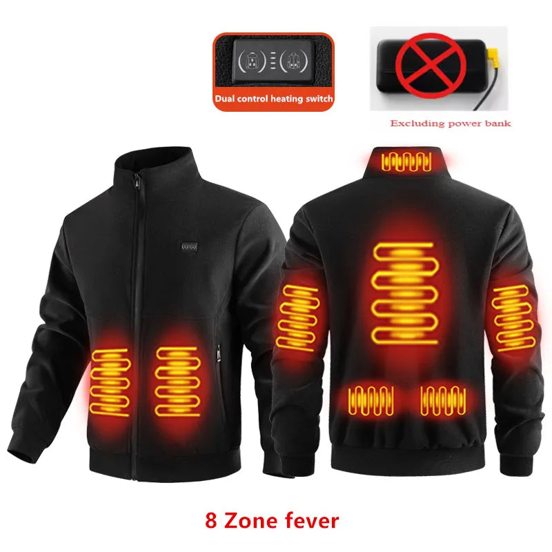 New Winter Fashion Versatile Polar Fleece Thick Heating Warm Jacket For Both Men Women 8-Zone Intelligent Heating Electric Coat