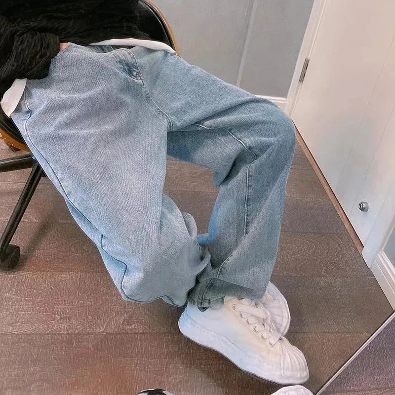 Prints Jeans Men New Streetwear Baggy Wide Leg Jeans