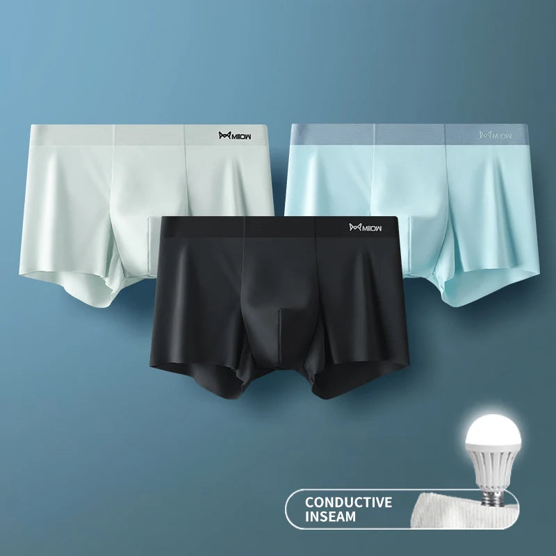 MIIOW 3Pcs Ice Silk Man Underwear Boxer