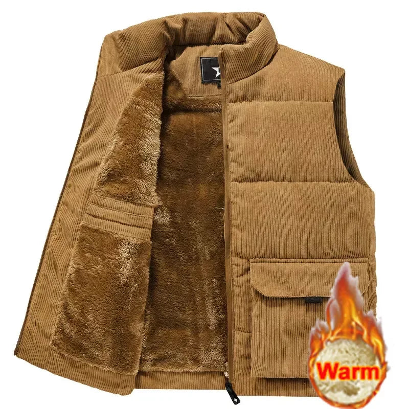 Winter Male Fleece Warm Vest Coats